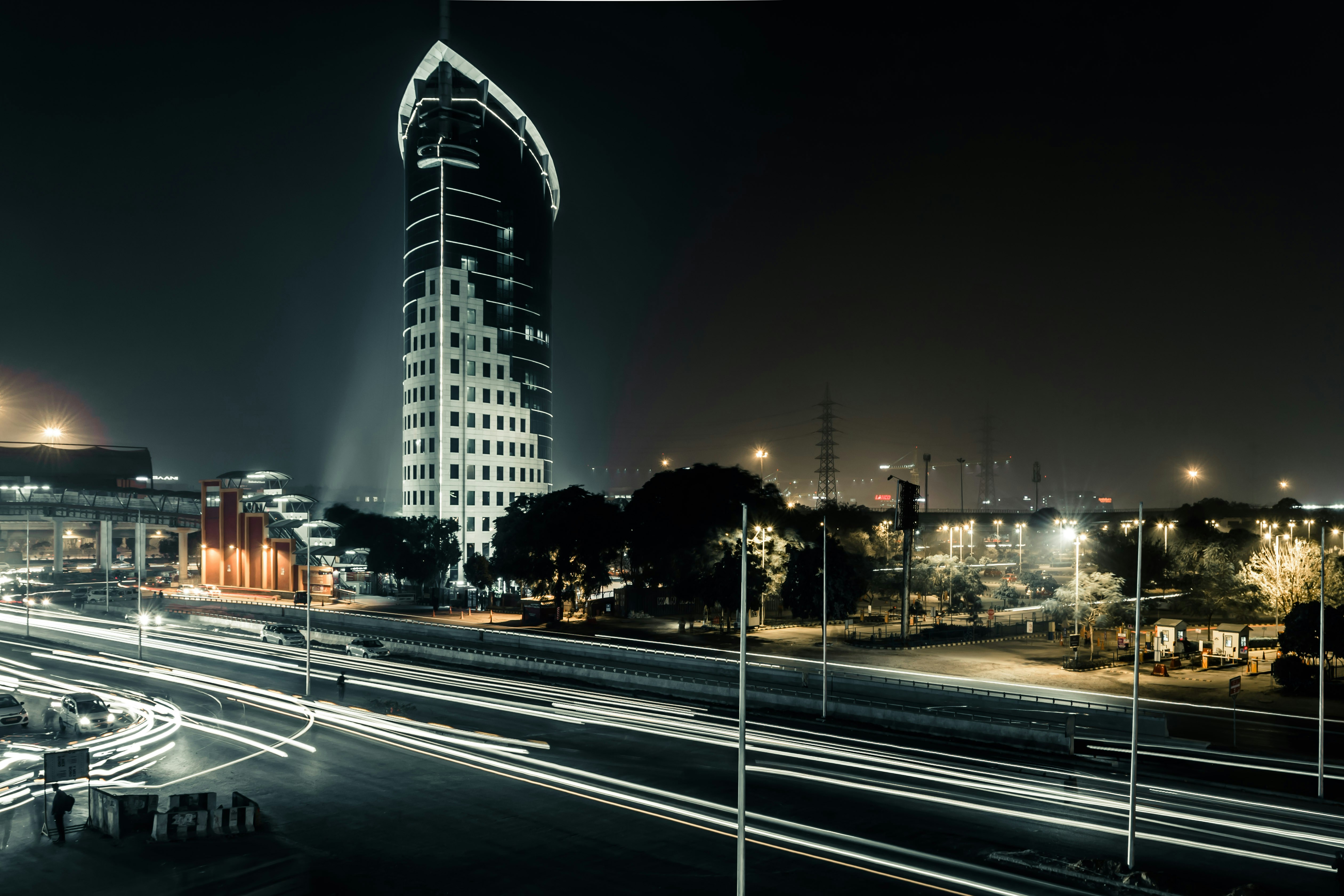 Indian city skyline at night